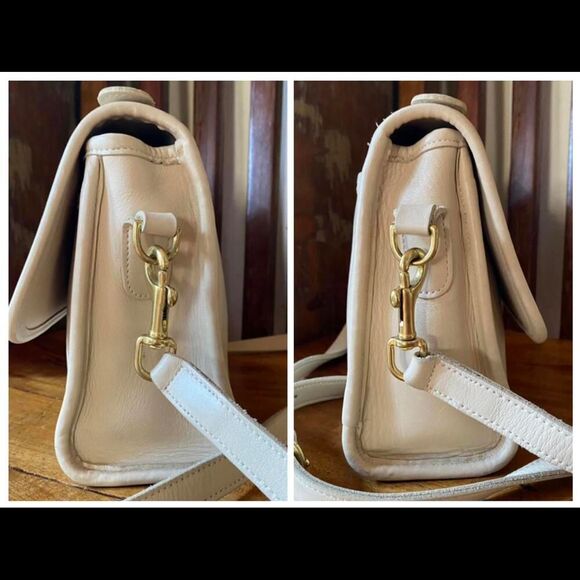 COACH Vintage Court Satchel Cream/Bone Brass Crossbody Leather Bag 9870 - Picture 3 of 13